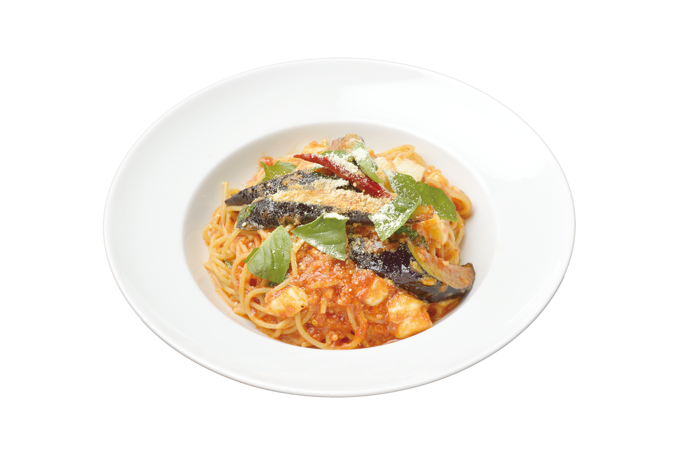ナスとモッツァレラのトマトソーススパゲティ